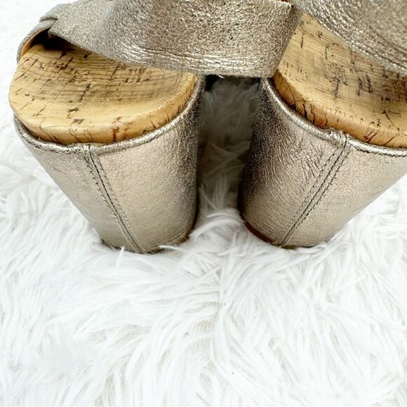 Korkease Adel Metallic Lace Up Cork Wedge Leather Sandals - Picture 7 of 10